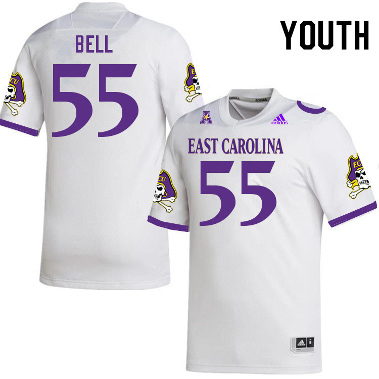 Youth #55 Darius Bell ECU Pirates College Football Jerseys Stitched-White